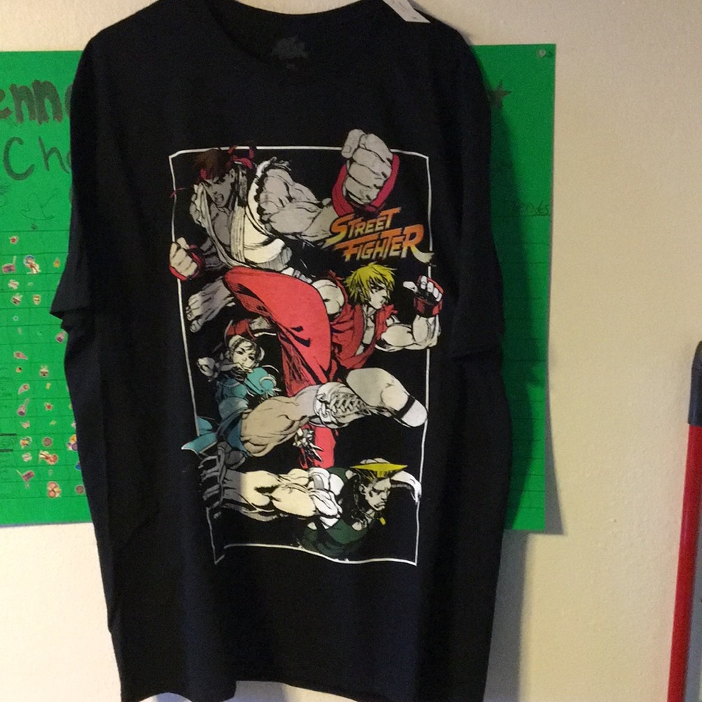 Street fighter T-shirt.